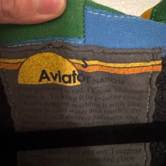 Aviator Nation Dark Gray Hoodie with Rainbow Hood - Picture 4 of 7